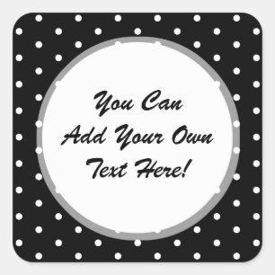 Elegant Black and White Retro Polka Dots Square Sticker