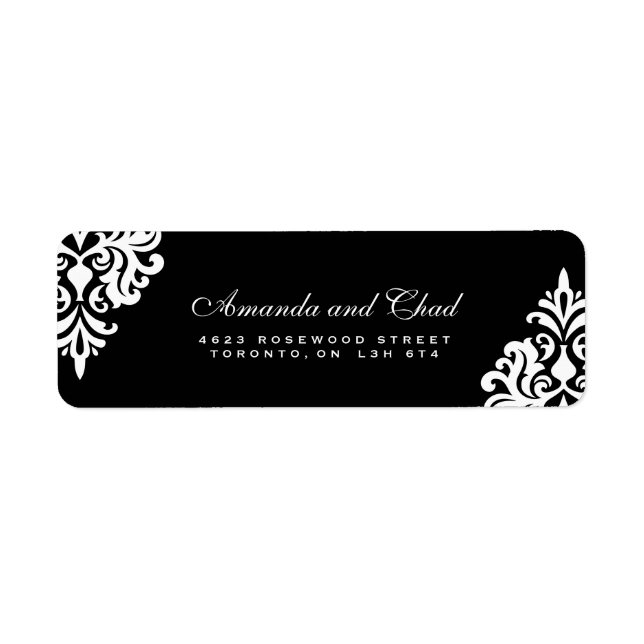 Elegant Black and White Return Address Labels (Front)
