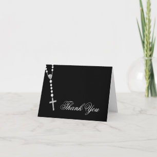 Elegant Black and White Rosary Thank You Card