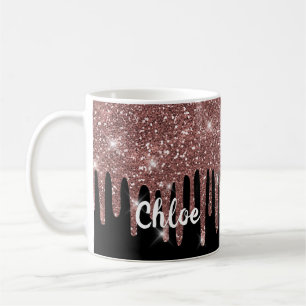 Elegant Black and White Rose Gold Faux Glitter  Coffee Mug