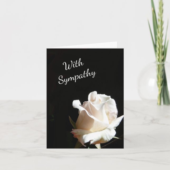 Elegant Black and White Rose Sympathy Card (Front)