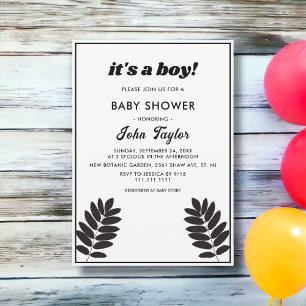 Elegant Black And White Rustic Fall Baby Shower Invitation