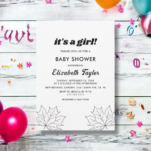 Elegant Black And White Rustic Fall Baby Shower Invitation