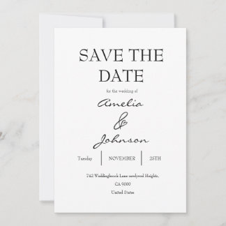 elegant black and white Save The Date Card