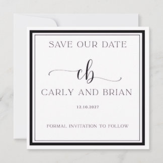 Elegant Black and White Save the Date Invitation