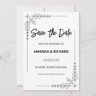 Elegant Black and White Save the Date Invitation