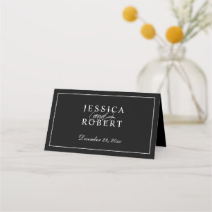 Elegant Black and White Script Place Card