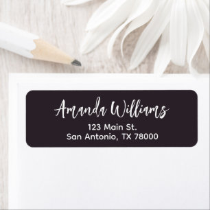 Elegant Black and White Script Return Address Return Address Label