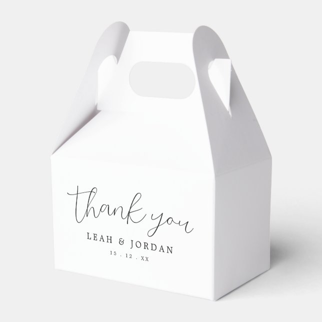 Elegant Black And White Script Thank You Wedding  Favour Box (Front Side)