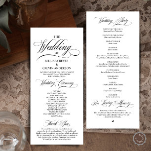 Elegant Black and White Script Wedding Ceremony Program