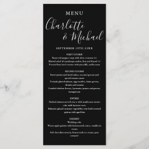 Elegant Black And White Signature Wedding Menu