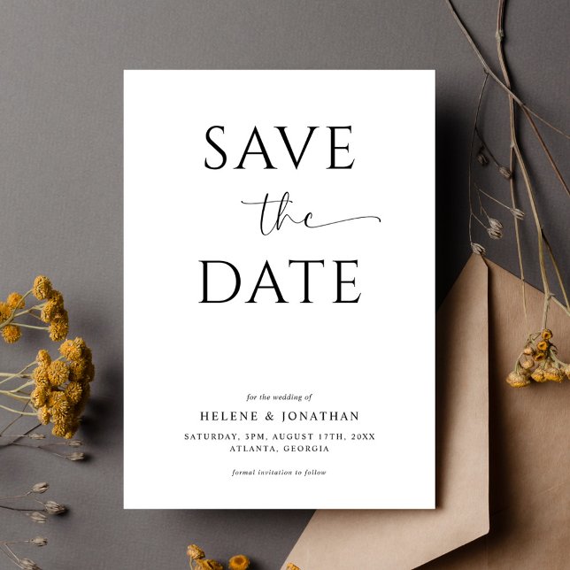 Elegant Black And White Simple Minimalist Wedding Save The Date (Elegant Black And White Simple Minimalist Wedding Save The Date)