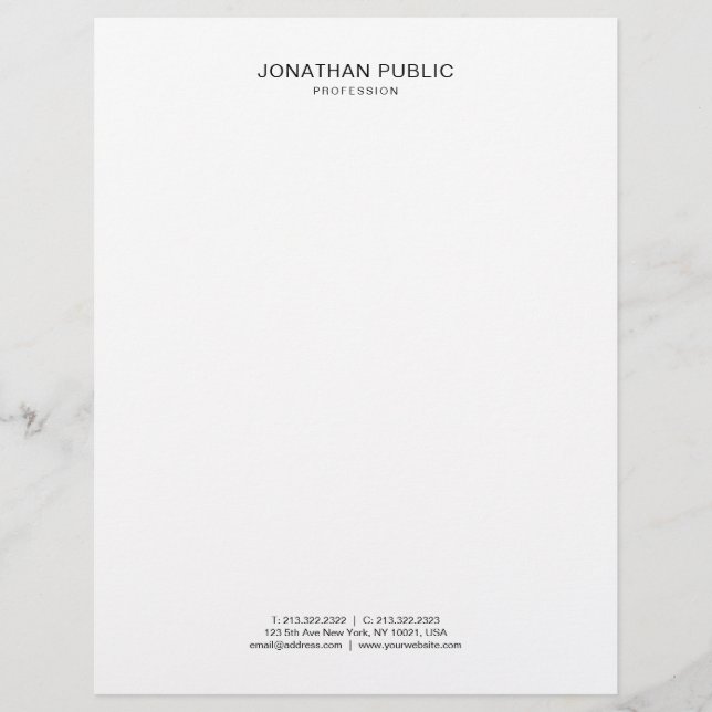 Elegant Black And White Simple Template Modern Custom Letterhead (Front)