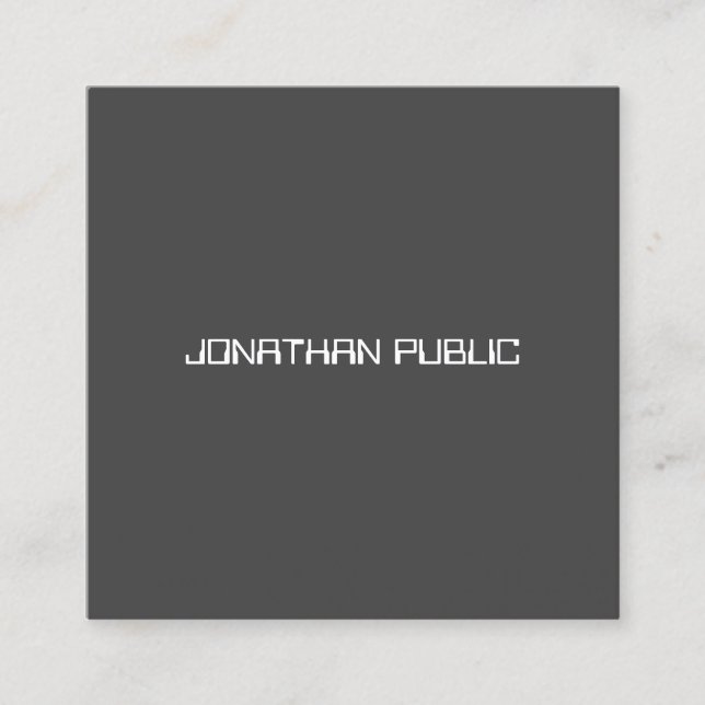 Elegant Black And White Simple Template Modern Square Business Card (Front)