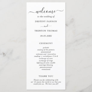 Elegant Black and White Simple Wedding Program