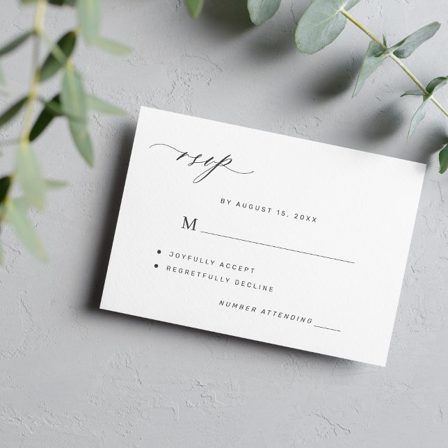 Elegant black and white simple wedding RSVP card (Creator Uploaded)