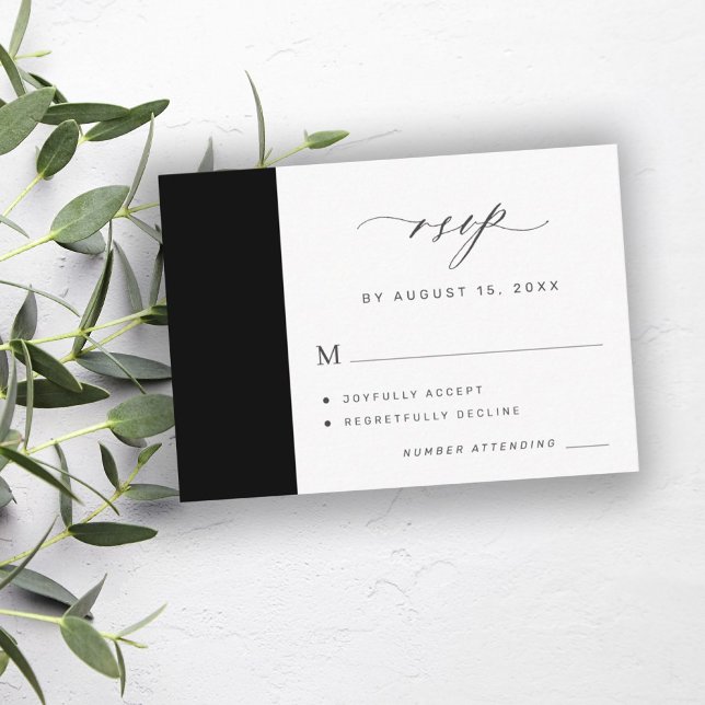 Elegant black and white simple wedding RSVP Enclosure Card (Creator Uploaded)