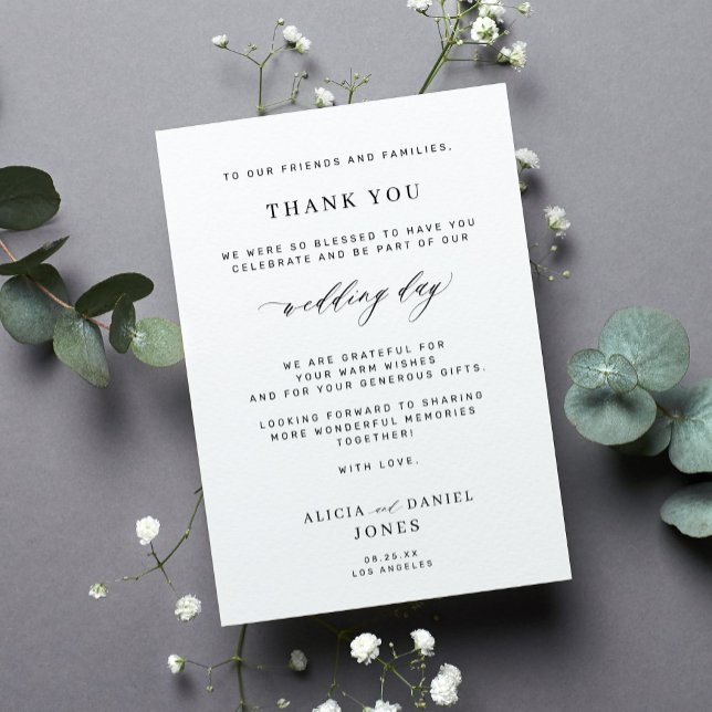 Elegant black and white simple wedding thank you card (Creator Uploaded)
