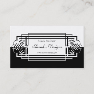 Elegant Black and White Simplicity Scroll Design Business Card
