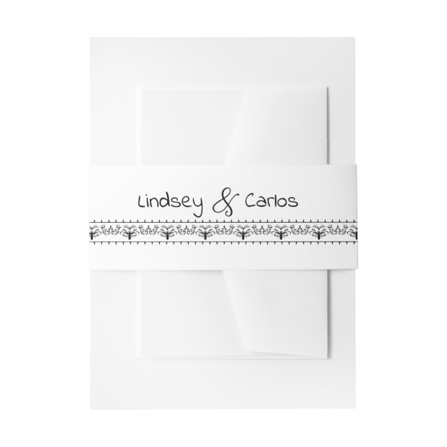 elegant black and white sleek design invitation belly band (Front Example)