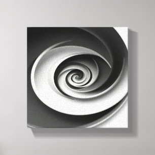 Elegant Black and White Spiral Abstract Design, Canvas Print