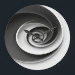 Elegant Black and White Spiral Abstract Design, Large Clock<br><div class="desc">Add a touch of sophistication to your space with this elegant black and white spiral abstract design, featuring a captivating hypnotic effect. The perfect combination of modern minimalist art and optical illusion, ideal for enhancing home decor, canvas prints, posters, and more. This design brings a sense of depth and movement,...</div>