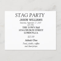 Elegant Black and White Stag Party Invitation