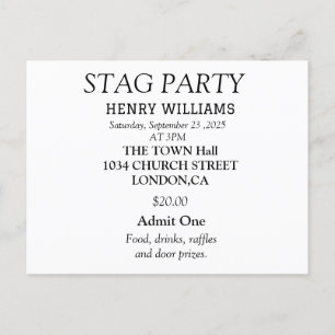 Elegant Black and White Stag Party Invitation Postcard