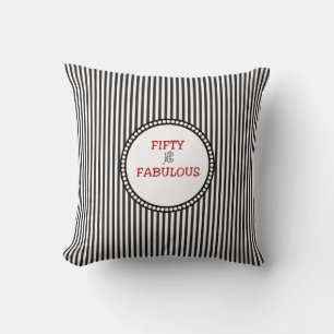 Elegant Black and White Stripe 50 is Fabulous Cushion