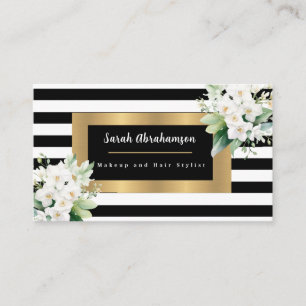 Elegant Black and White Striped Business Card