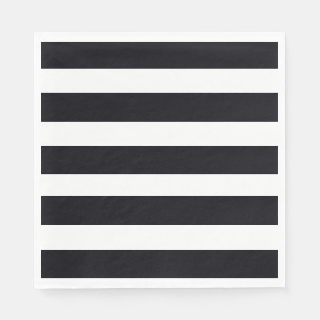 Elegant Black And White Striped Chic Paper Napkin (Front)