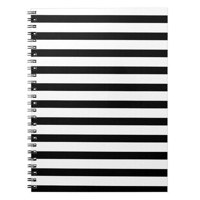 Elegant Black and White Striped Notebook (Front)