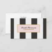 Elegant Black and White Stripes Fashion Boutique Business Card (Front/Back)