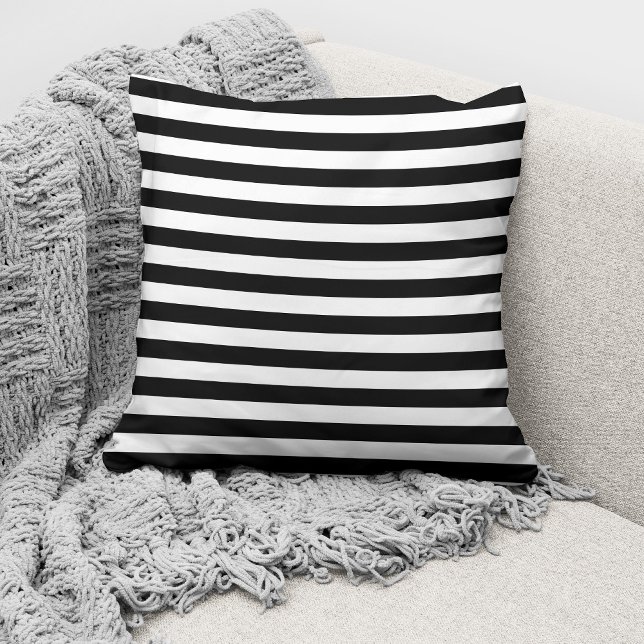 Elegant Black And White Stripes Pattern Cushion (Creator Uploaded)