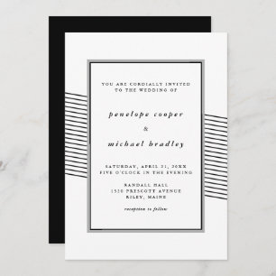 Elegant Black and White Stripes Wedding Invitation