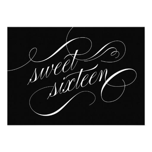 Black And White Sweet Sixteen Invitations 2