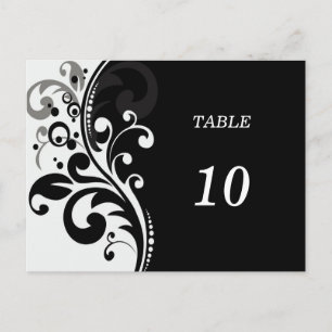 Elegant black and white Table Number Postcard