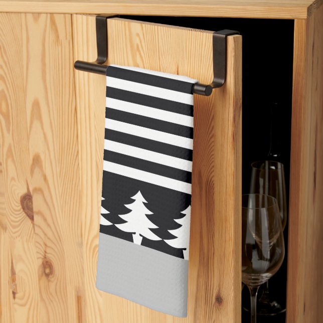 Elegant black and white tea towel (Thirds Fold)