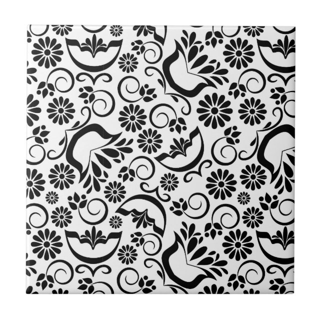 Elegant black and white Tile (Front)