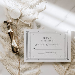 Elegant Black and White Timeless Formal Wedding RSVP Card