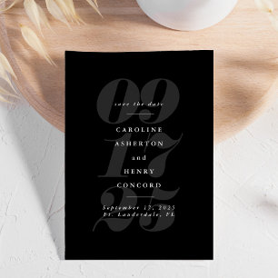 Elegant black and white trendy bold save the date