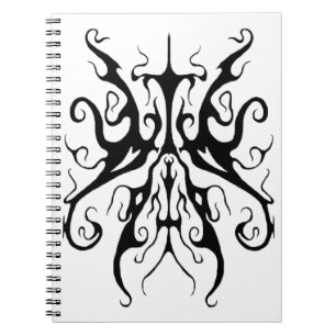 Elegant Black and White Tribal Mask Abstract Notebook