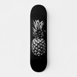 Elegant black and white Tropical Pineapple Skateboard