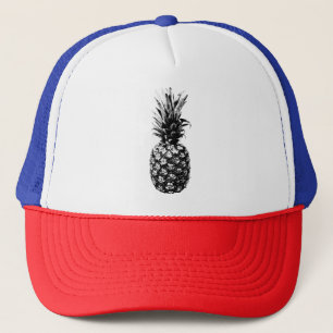 Elegant black and white Tropical  Pineapple  Trucker Hat