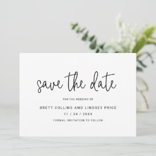 Elegant Black and White Typography Modern Wedding Save The Date
