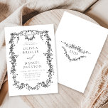 Elegant Black and White Victorian Wedding Invitation<br><div class="desc">Make a bold statement with this French Victorian black wedding monogram invitation. Featuring an ornate floral frame, refined serif typography, and a personalised monogram, this striking design blends vintage elegance with modern luxury. Perfect for formal evening weddings, black-tie celebrations, or couples who love timeless monochrome style. Customise with your details...</div>