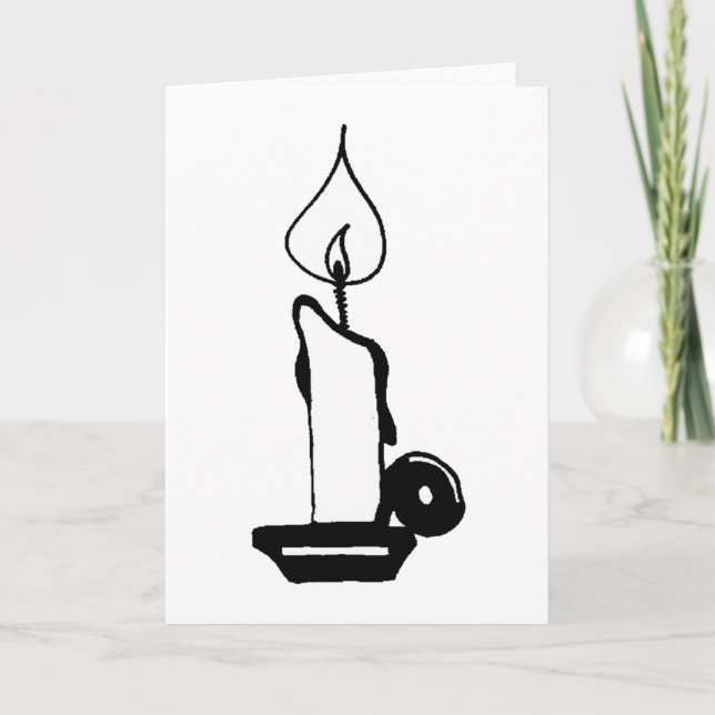 Elegant Black And White Vintage Burning Candle Card (Front)