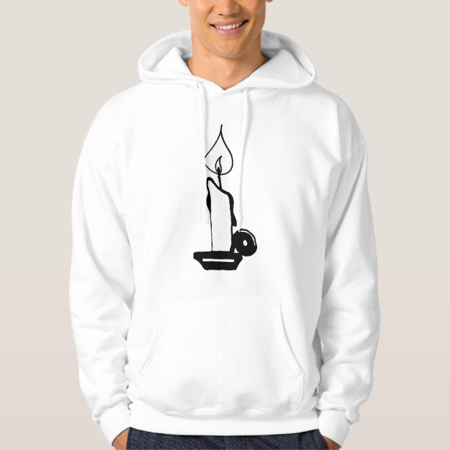 Elegant Black And White Vintage Burning Candle Hoodie (Front)