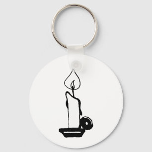 Elegant Black And White Vintage Burning Candle Key Ring