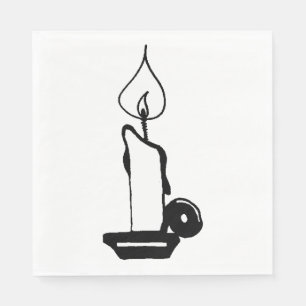 Elegant Black And White Vintage Burning Candle Napkin